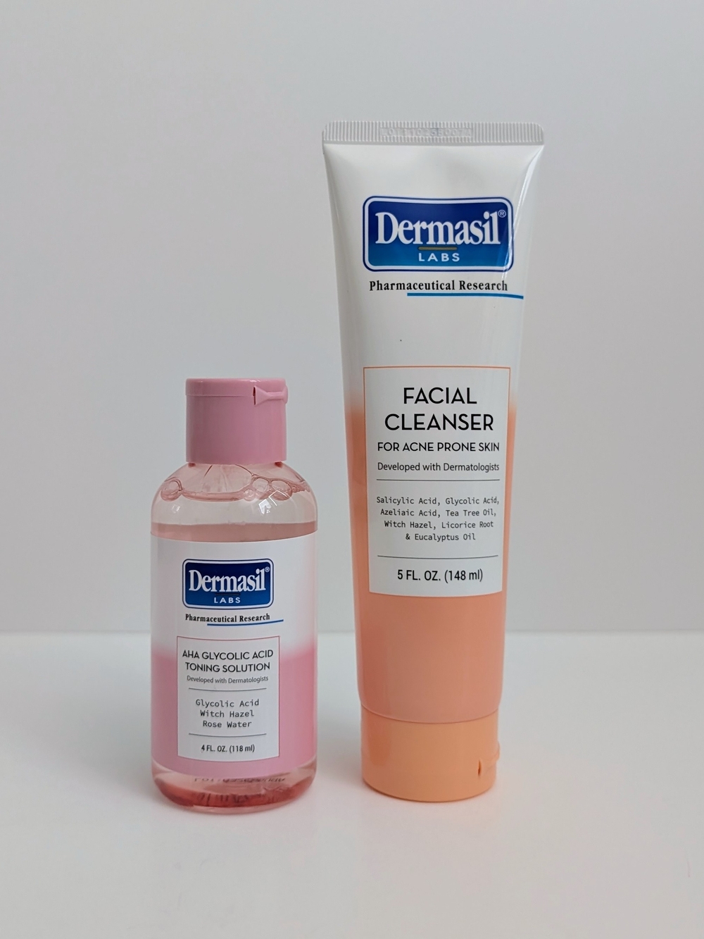 Dermasil Facial Cleanser & Toner Set Acne-Prone Skin With Glycolic Acid